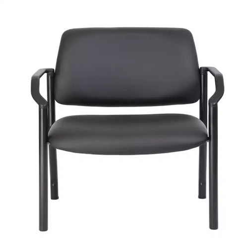 500lbs Guest Chair Antimicrobial Black - Boss Office Products: Sturdy Mid Back, Fixed Arms, Metal Frame