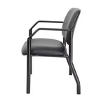 Silla para visitas, 500 lbs, antimicrobiana, negra - Boss Office Products: Respaldo medio resistente, brazos fijos, estructura de metal
