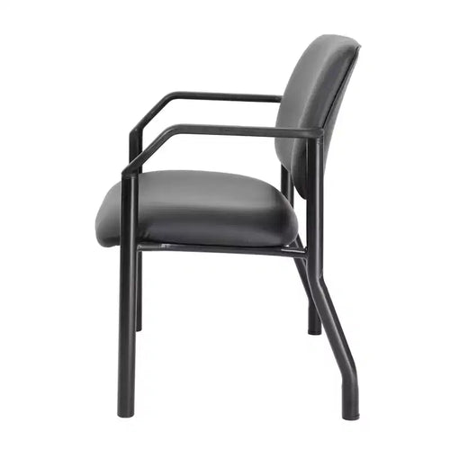 Silla para visitas, 500 lbs, antimicrobiana, negra - Boss Office Products: Respaldo medio resistente, brazos fijos, estructura de metal
