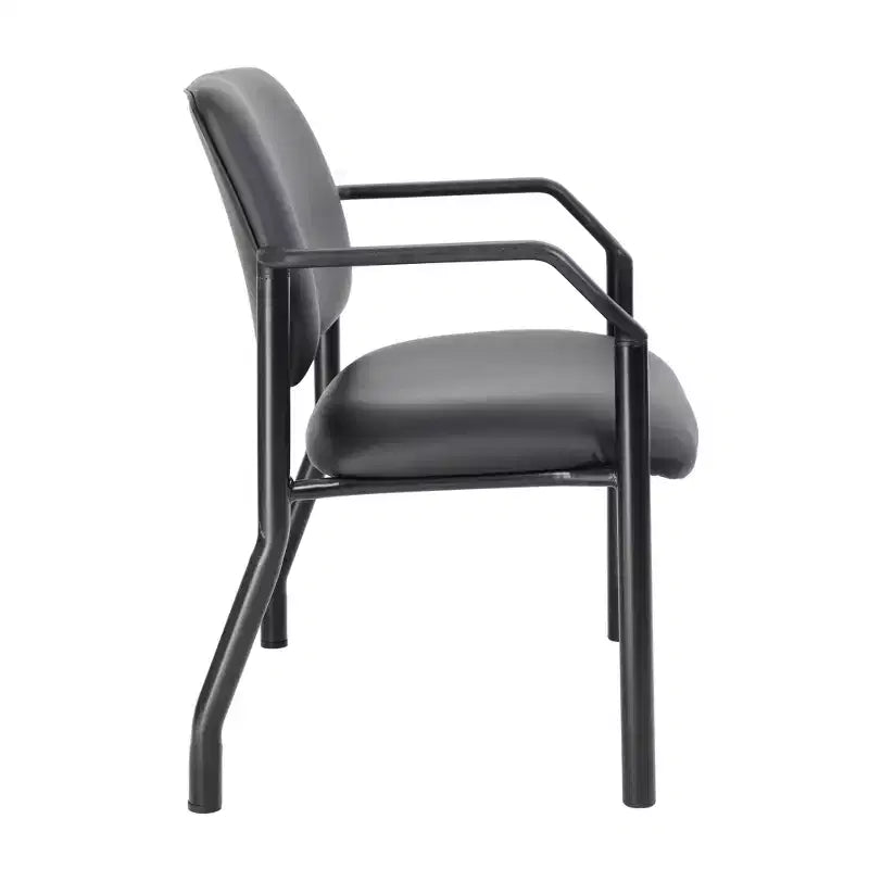 Silla para visitas, 500 lbs, antimicrobiana, negra - Boss Office Products: Respaldo medio resistente, brazos fijos, estructura de metal