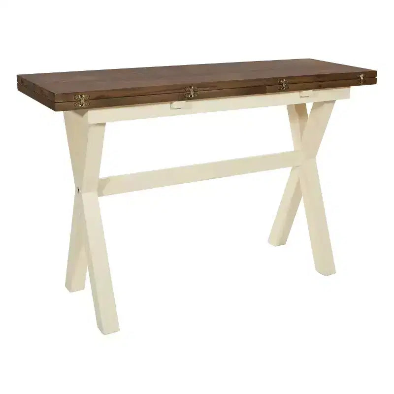 Albury Table White - OSP Home Furnishings: Farmhouse Flip Top, Seats 6, Cross Beam Legs