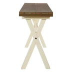 Mesa Blanca Albury - Muebles OSP: Tapa Abatible de Estilo Rústico, Asientos para 6, Patas con Viga Transversal