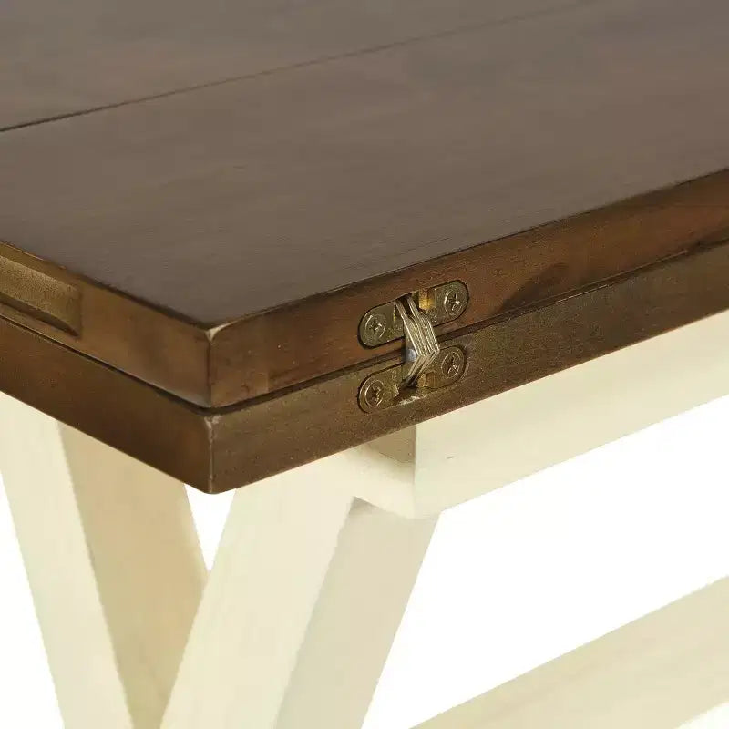 Mesa Blanca Albury - Muebles OSP: Tapa Abatible de Estilo Rústico, Asientos para 6, Patas con Viga Transversal