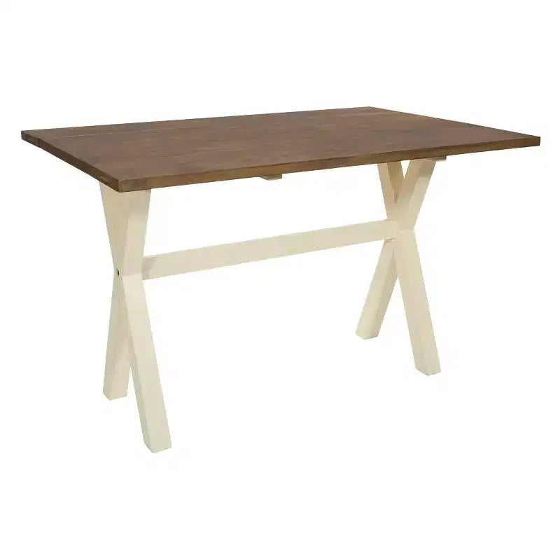 Mesa Blanca Albury - Muebles OSP: Tapa Abatible de Estilo Rústico, Asientos para 6, Patas con Viga Transversal