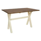 Mesa Blanca Albury - Muebles OSP: Tapa Abatible de Estilo Rústico, Asientos para 6, Patas con Viga Transversal