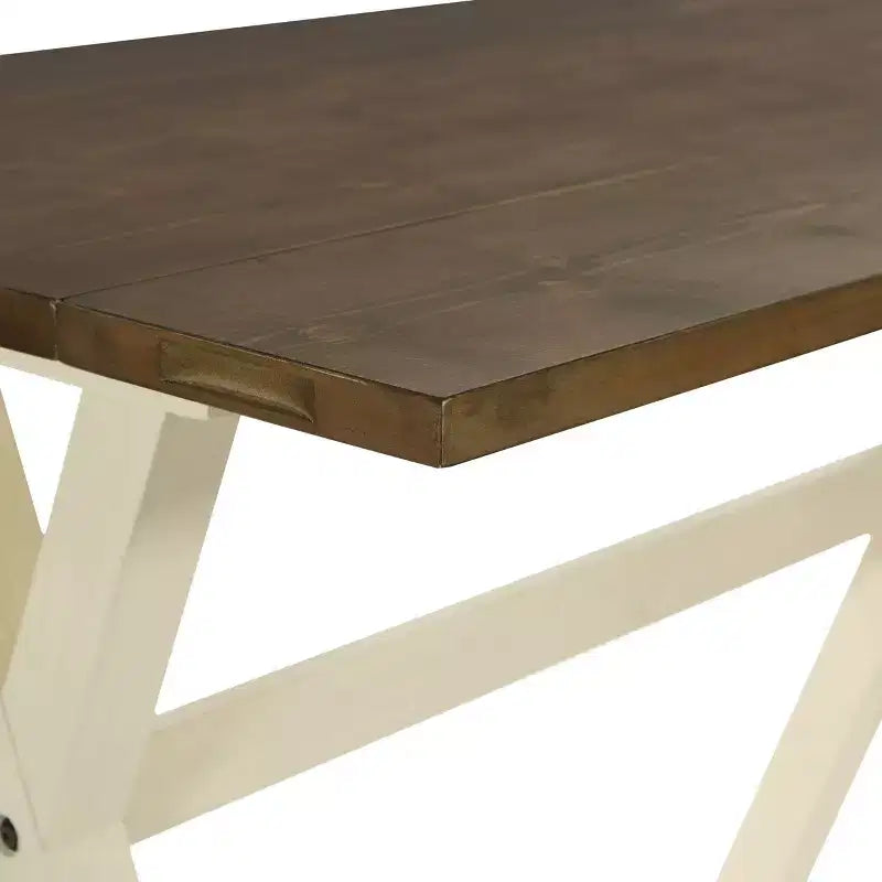 Mesa Blanca Albury - Muebles OSP: Tapa Abatible de Estilo Rústico, Asientos para 6, Patas con Viga Transversal