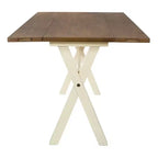 Mesa Blanca Albury - Muebles OSP: Tapa Abatible de Estilo Rústico, Asientos para 6, Patas con Viga Transversal