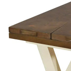Mesa Blanca Albury - Muebles OSP: Tapa Abatible de Estilo Rústico, Asientos para 6, Patas con Viga Transversal