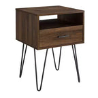 Amal Modern Single Drawer Hairpin Leg Nightstand - Saracina Home