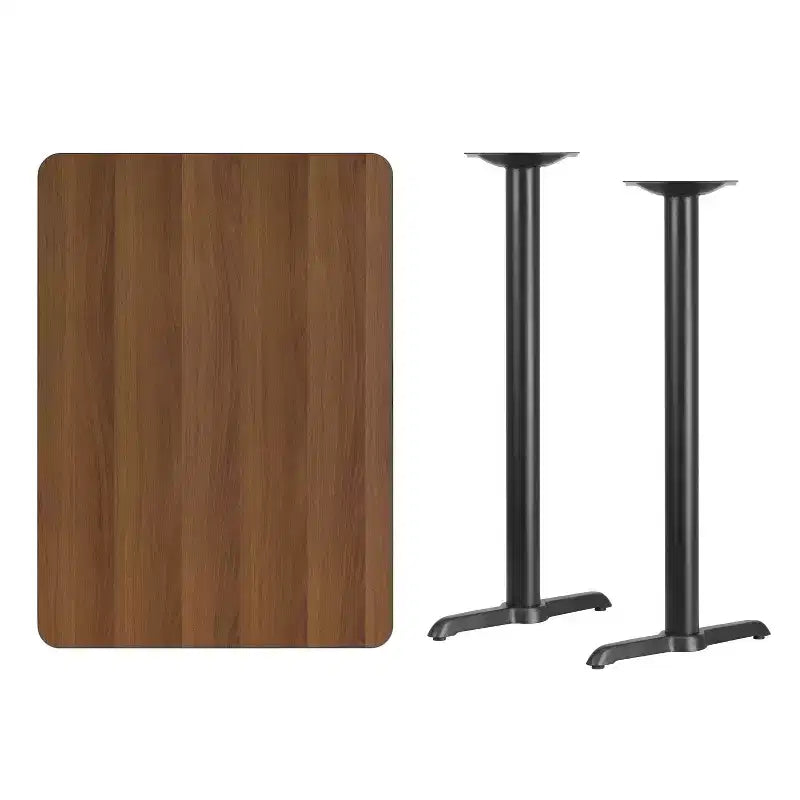 Tablero de mesa laminado rectangular de 30 x 42 pulgadas con bases de mesa de altura de barra de 5 x 22 pulgadas