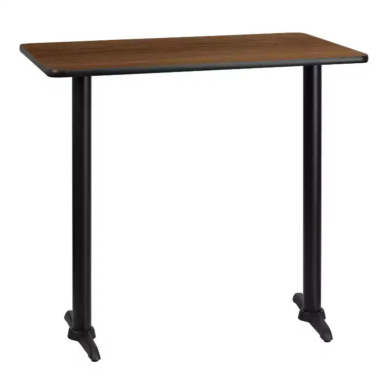 Tablero de mesa laminado rectangular de 30 x 42 pulgadas con bases de mesa de altura de barra de 5 x 22 pulgadas
