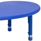Mesa de actividades de plástico semilunar de 35 W x 65 L ajustable en altura Flash Furniture