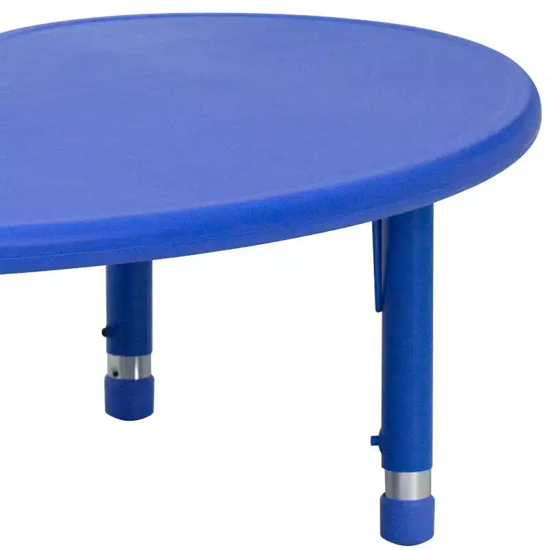 Mesa de actividades de plástico semilunar de 35 W x 65 L ajustable en altura Flash Furniture