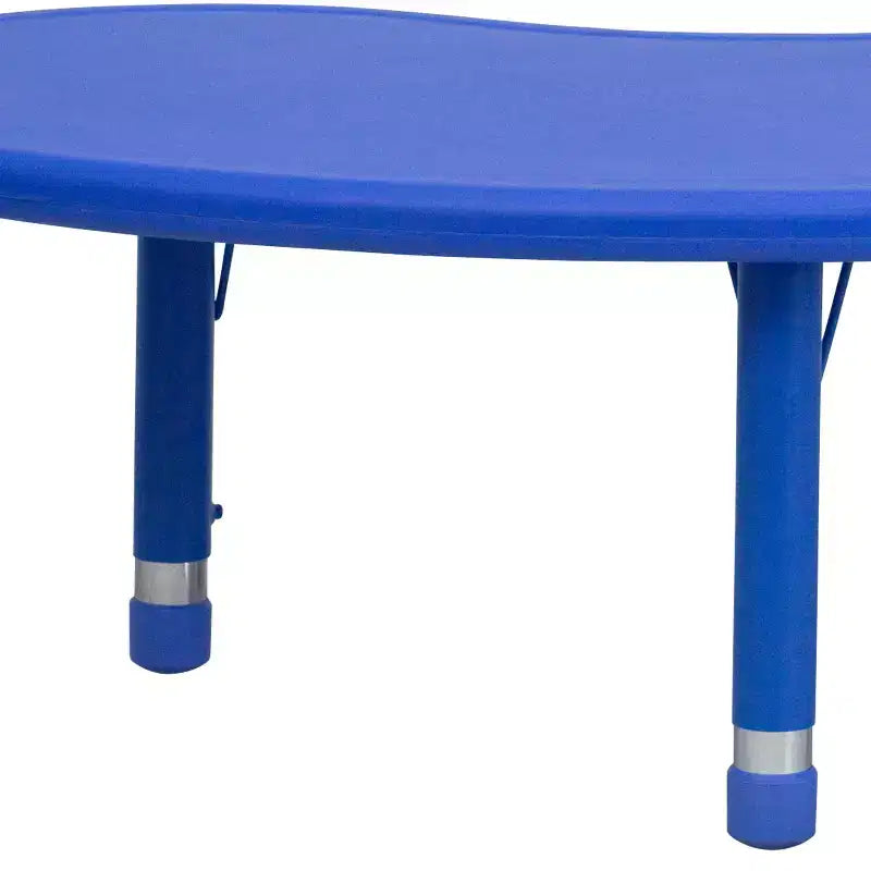 Mesa de actividades de plástico semilunar de 35 W x 65 L ajustable en altura Flash Furniture