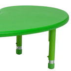Mesa de actividades de plástico semilunar de 35 W x 65 L ajustable en altura Flash Furniture