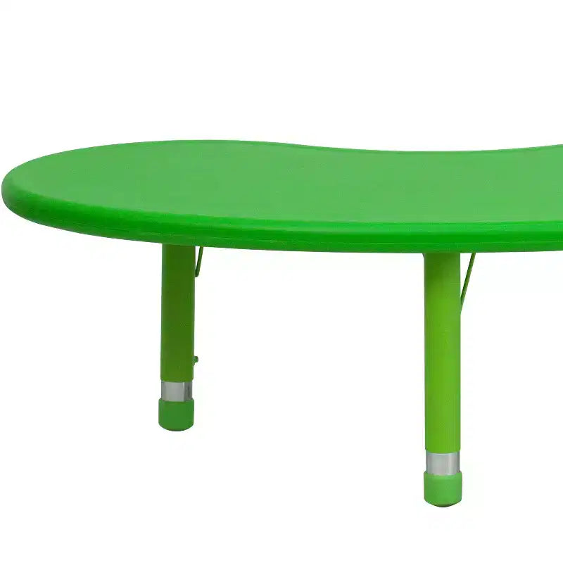 Mesa de actividades de plástico semilunar de 35 W x 65 L ajustable en altura Flash Furniture