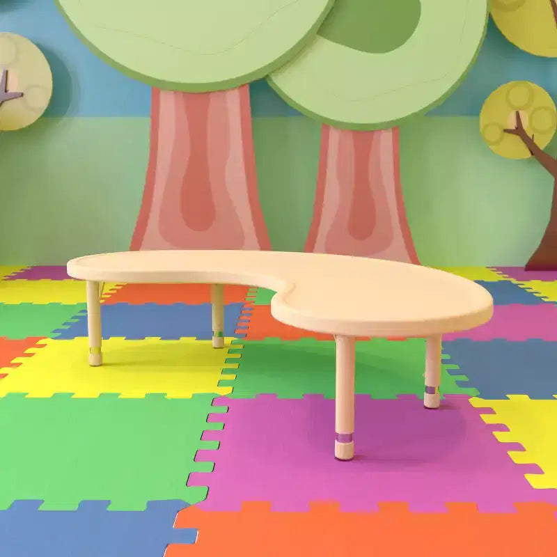 Mesa de actividades de plástico semilunar de 35 W x 65 L ajustable en altura Flash Furniture