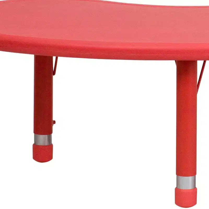 Mesa de actividades de plástico semilunar de 35 W x 65 L ajustable en altura Flash Furniture