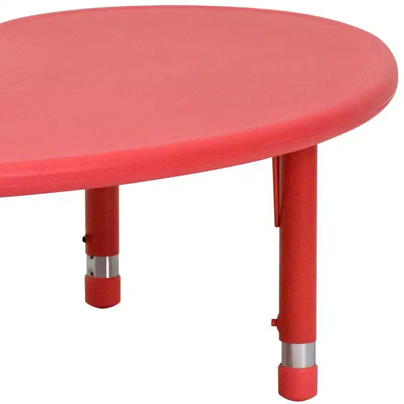 Mesa de actividades de plástico semilunar de 35 W x 65 L ajustable en altura Flash Furniture
