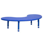 Mesa de actividades de plástico semilunar de 35 W x 65 L ajustable en altura Flash Furniture