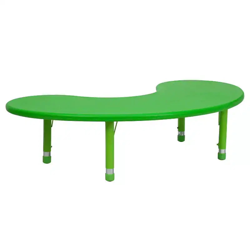 Mesa de actividades de plástico semilunar de 35 W x 65 L ajustable en altura Flash Furniture