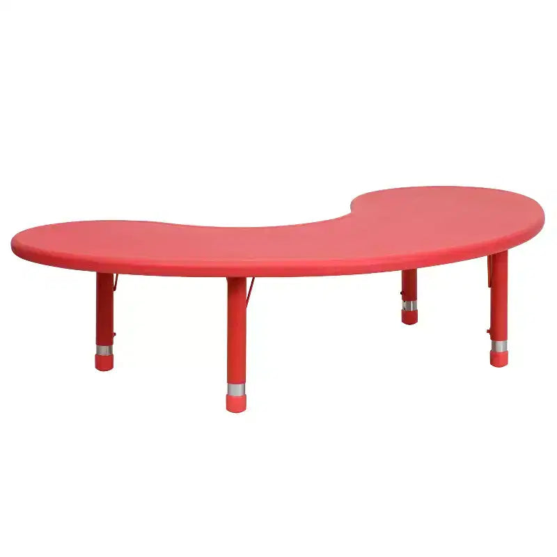 Mesa de actividades de plástico semilunar de 35 W x 65 L ajustable en altura Flash Furniture