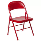 Silla plegable de metal con doble refuerzo, paquete de 2