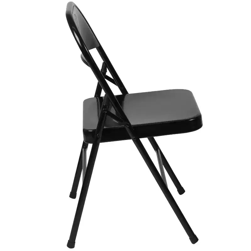 Silla plegable de metal con doble refuerzo, paquete de 2