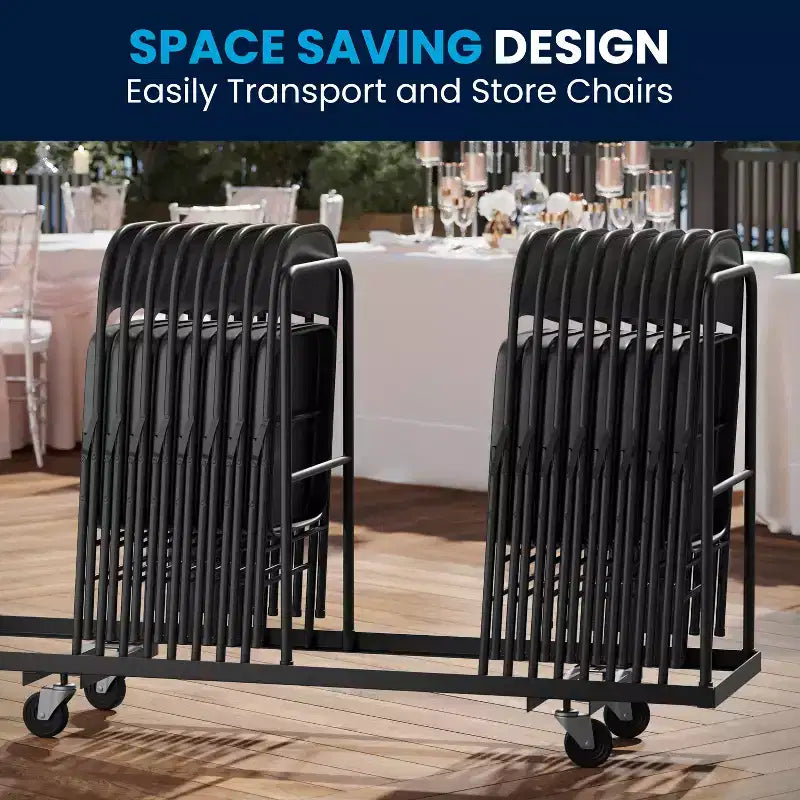 Silla plegable de metal con doble refuerzo, paquete de 2