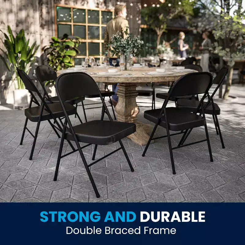 Silla plegable de metal con doble refuerzo, paquete de 2