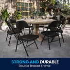 Silla plegable de metal con doble refuerzo, paquete de 2