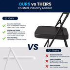 Silla plegable de metal con doble refuerzo, paquete de 2