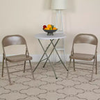 Silla plegable de metal con doble refuerzo, paquete de 2