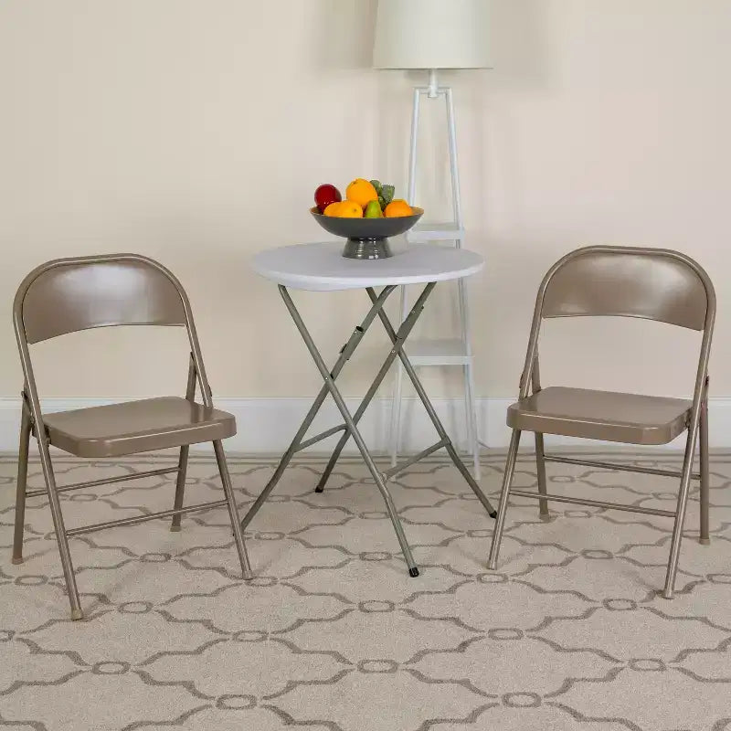 Silla plegable de metal con doble refuerzo, paquete de 2