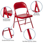 Silla plegable de metal con doble refuerzo, paquete de 2