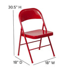 Silla plegable de metal con doble refuerzo, paquete de 2