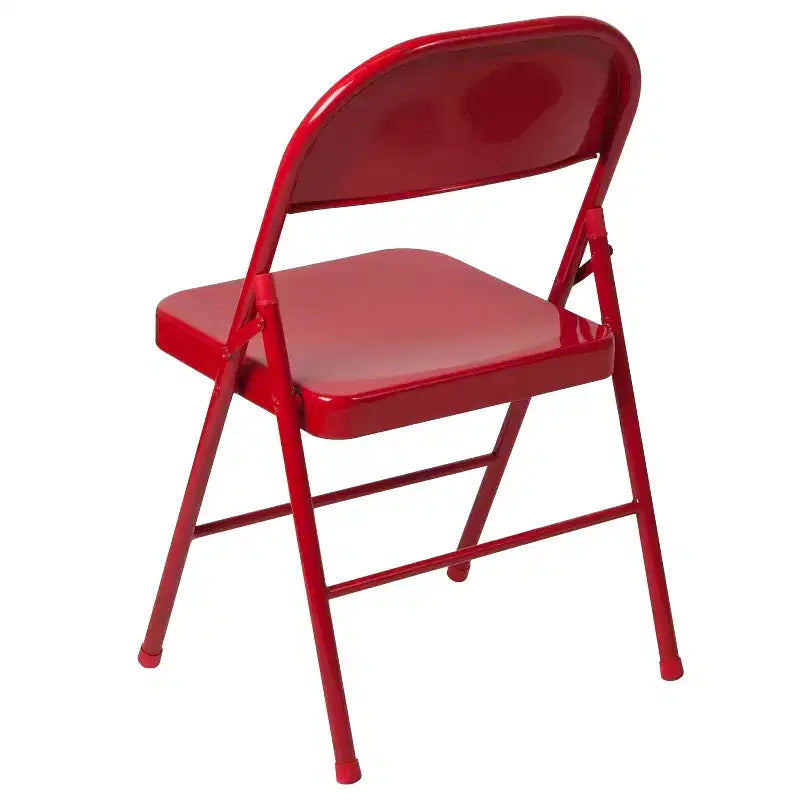 Silla plegable de metal con doble refuerzo, paquete de 2