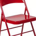 Silla plegable de metal con doble refuerzo, paquete de 2