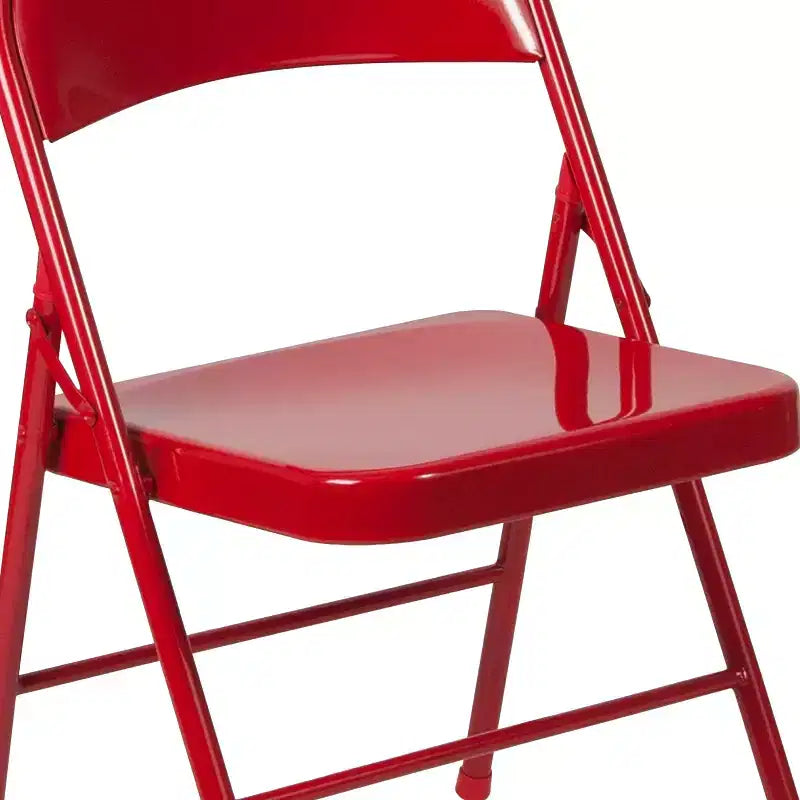 Silla plegable de metal con doble refuerzo, paquete de 2