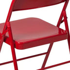 Silla plegable de metal con doble refuerzo, paquete de 2