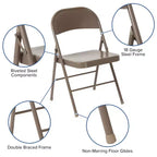 Silla plegable de metal con doble refuerzo, paquete de 2