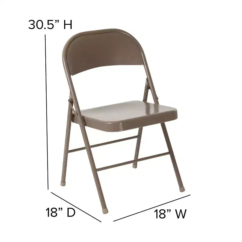 Silla plegable de metal con doble refuerzo, paquete de 2