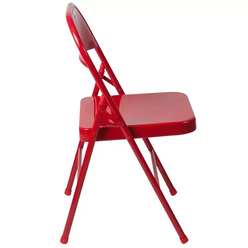 Silla plegable de metal con doble refuerzo, paquete de 2