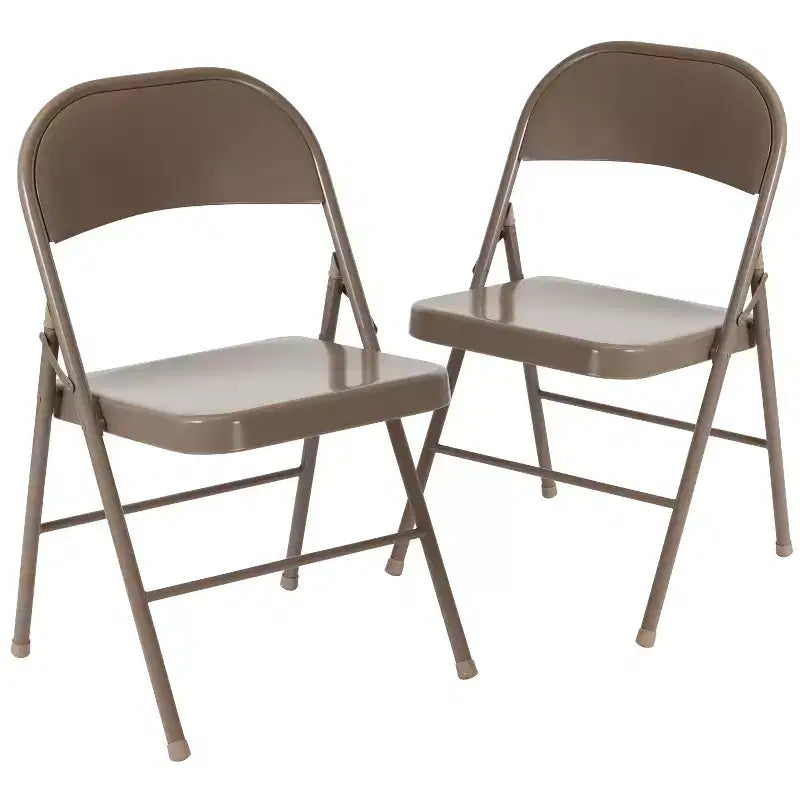Silla plegable de metal con doble refuerzo, paquete de 2