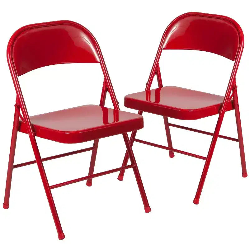 Silla plegable de metal con doble refuerzo, paquete de 2