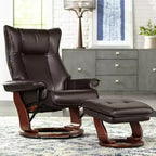 BenchMaster Morgan Sillón Reclinable de Piel Sintética Java Sillón Moderno Otomana Reposapiés Reclinación Manual Ergonómica Giratoria para Dormitorio Sala de Estar Lectura