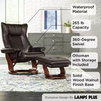 BenchMaster Morgan Sillón Reclinable de Piel Sintética Java Sillón Moderno Otomana Reposapiés Reclinación Manual Ergonómica Giratoria para Dormitorio Sala de Estar Lectura