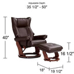 BenchMaster Morgan Sillón Reclinable de Piel Sintética Java Sillón Moderno Otomana Reposapiés Reclinación Manual Ergonómica Giratoria para Dormitorio Sala de Estar Lectura