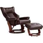 BenchMaster Morgan Sillón Reclinable de Piel Sintética Java Sillón Moderno Otomana Reposapiés Reclinación Manual Ergonómica Giratoria para Dormitorio Sala de Estar Lectura