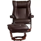 BenchMaster Morgan Sillón Reclinable de Piel Sintética Java Sillón Moderno Otomana Reposapiés Reclinación Manual Ergonómica Giratoria para Dormitorio Sala de Estar Lectura